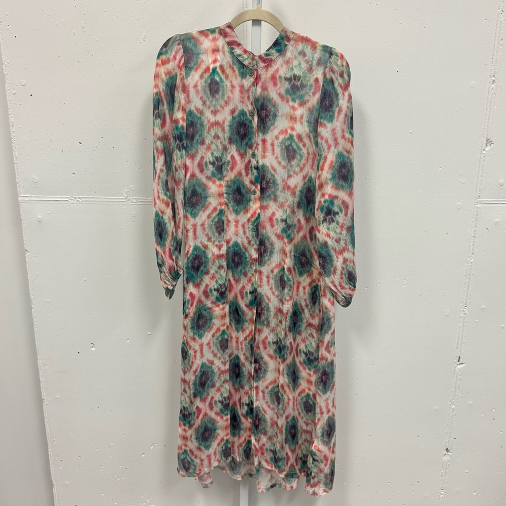 NWT Aldo Martins Cap Juluca A New Story‎ Button Down Midi Dress Tunic LS Small